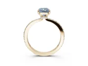 Radiant Cut Hidden Halo Engagement Ring Setting for a Fancy Blue Lab-Grown Diamond | Pavé Band | Yellow Gold