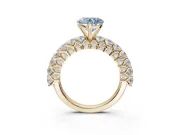 Heart-Shaped Shared Prong Engagement Ring Setting for a Fancy Blue Lab-Grown Diamond | Yellow Gold