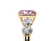Radiant Cut Five Stone Engagement Ring Setting for a Fancy Pink Lab-Grown Diamond | Prong Set Side Stones | Yellow Gold