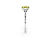 Emerald Cut Three Stone Engagement Ring Setting for a Fancy Yellow Lab-Grown Diamond | Pave Shoulders | Sterling Silver