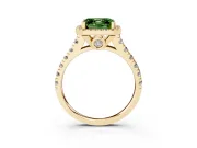 Asscher Cut Accented Halo Engagement Ring Setting for a Fancy Green Lab-Grown Diamond | Yellow Gold