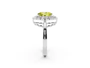 Oval Scalloped Cluster Halo Engagement Ring Setting for a Fancy Yellow Lab-Grown Diamond | Plain Band | Sterling Silver