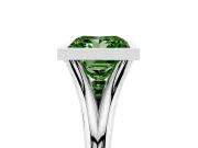 Princess Cut Bezel Engagement Ring Setting for a Fancy Green Lab-Grown Diamond | Sterling Silver