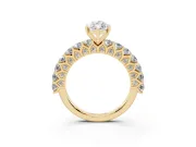 Marquise Cut Diamond Solitaire Ring Set in Yellow gold with Shared Prong Pavé Band