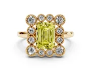 Emerald Cut Halo Engagement Ring Setting for a Fancy Yellow Lab-Grown Diamond | Yellow Gold - Design NV-24775