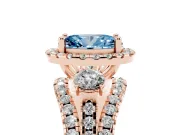 Oval Halo Split Shank Engagement Ring Setting for a Fancy Blue Lab-Grown Diamond | Round Side Stones | Rose Gold