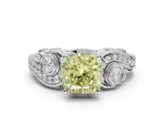 Cushion Cut Swirl Engagement Ring Setting for a Fancy Yellow Lab-Grown Diamond | White Gold