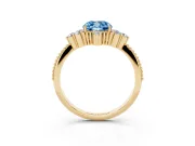 Cushion Cut Cluster Engagement Ring Setting for a Fancy Blue Lab-Grown Diamond | Yellow Gold