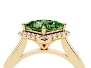 Princess Cut Halo Engagement Ring Setting for a Fancy Green Lab-Grown Diamond | Plain Polished Band | Yellow Gold