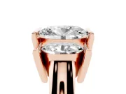 Oval Cut Diamond Three-Stone Channel Set Ring Set in Rose gold with Smooth Polished Band