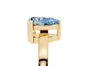 Pear-Shaped Solitaire Engagement Ring Setting for a Fancy Blue Lab-Grown Diamond | Flat Tab Prongs | Yellow Gold