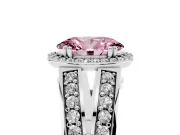 Oval Halo Engagement Ring Setting for a Fancy Pink Lab-Grown Diamond | Split Shank | Platinum