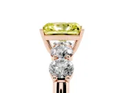 Radiant Cut Five Stone Engagement Ring Setting for a Fancy Yellow Lab-Grown Diamond | Prong Set Side Stones | Rose Gold