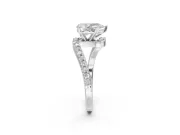 Pear-Shaped Bypass Pavé Solitaire Engagement Ring Setting | Swirl Band | Sterling Silver