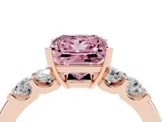 Princess Cut Five Stone Engagement Ring Setting for a Fancy Pink Lab-Grown Diamond | Rose Gold