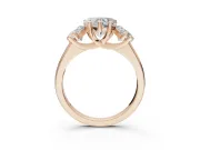 Heart-Shaped Three Stone Engagement Ring Setting | Wide Tapered Shoulders | Rose Gold