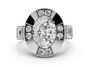 Oval Milgrain Sectioned Halo Engagement Ring Setting | Square-Framed Sides | Platinum