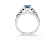 Oval Graduated Side Stone Engagement Ring Setting for a Fancy Blue Lab-Grown Diamond | Flat Top Band | Platinum