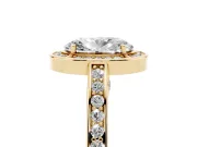 Oval Sectioned Halo Engagement Ring Setting | Pavé Gallery and Band | Yellow Gold