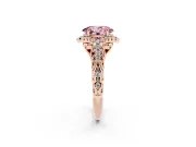 Oval Hidden Halo Filigree Engagement Ring Setting for a Fancy Pink Lab-Grown Diamond | Rose Gold