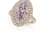 Marquise Double Halo Engagement Ring Setting for a Fancy Pink Lab-Grown Diamond | Pave Shoulders | Rose Gold
