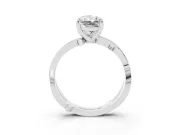 Radiant Cut Diamond Pavé Twist Band Solitaire Ring Set in Silver with Prong Setting
