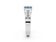 Emerald Cut Channel-Set Engagement Ring Setting for a Fancy Blue Lab-Grown Diamond | Sterling Silver