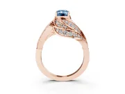 Emerald Cut Bypass Hidden Halo Engagement Ring Setting for a Fancy Blue Lab-Grown Diamond | Graduated Pavé | Rose Gold