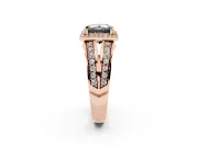 Princess Cut Halo Engagement Ring Setting for a Black Center | Two-Row Pavé Split Shank | Rose Gold