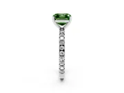 Fancy Green Asscher Cut Diamond Pavé Band Solitaire Set in Platinum with Prong Setting