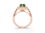 Cushion Cut Graduated Milgrain Halo Engagement Ring Setting for a Fancy Green Lab-Grown Diamond | Rose Gold