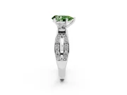 Fancy Green Three-Stone Pear Cut Diamond Twist Band Ring Set in Platinum with Pavé Accents and Prong Setting