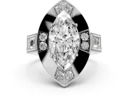 Marquise Cut Diamond Milgrain Halo Ring Set in Silver with Split Shank