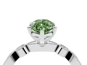 Fancy Green Marquise Cut Diamond Solitaire Engagement Ring Set in Platinum with Milgrain Bezel Accent Band