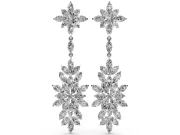 Marquise Lab-Grown Diamond Floral Cluster Drop Earrings | Flower Top and Spray | Platinum