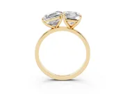 Asscher Cut and Emerald Cut Toi Moi Ring Set in Yellow gold with Prong Setting