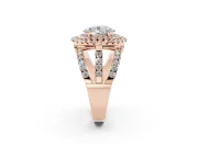 Oval Double Halo Split Shank Engagement Ring Setting | Pave Strands | Rose Gold