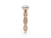 Princess Cut Vintage Engagement Ring Setting for a Fancy Blue Lab-Grown Diamond | Graduated Stations | Rose Gold