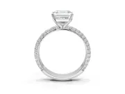 Asscher Cut Pavé Solitaire Engagement Ring Setting | Domed Pavé Band | Platinum
