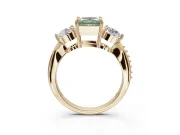 Princess Cut Three Stone Engagement Ring Setting for a Fancy Green Lab-Grown Diamond | Tapered Pave Band | Yellow Gold