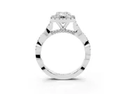 Emerald Cut Halo Engagement Ring Setting | Pavé Twist Band | Platinum