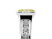 Emerald Cut Half Bezel Engagement Ring Setting for a Fancy Yellow Lab-Grown Diamond | Platinum