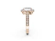 Radiant Cut Vintage Halo Engagement Ring Setting | Milgrain Channel Band | Rose Gold