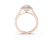 Princess Cut Halo Engagement Ring Setting | Pave Shoulders | Rose Gold
