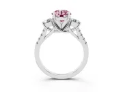 Round Three-Stone Engagement Ring Setting for a Fancy Pink Lab-Grown Diamond | Sterling Silver