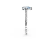 Pear-Shaped Vintage Cathedral Engagement Ring Setting for a Fancy Blue Lab-Grown Diamond | Carved Band | White Gold