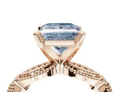 Princess Cut Vintage Engagement Ring Setting for a Fancy Blue Lab-Grown Diamond | Graduated Stations | Rose Gold