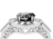 Fancy Black Heart Cut Diamond Milgrain Halo Ring Set in Silver with Split Shank