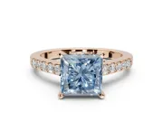 Princess Cut Pavé Solitaire Engagement Ring Setting for a Fancy Blue Lab-Grown Diamond | Crossover Gallery | Rose Gold