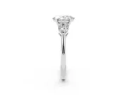 Three-Stone Oval Cut Diamond Ring Set in Silver with Pear Side Stones and Prong Setting
